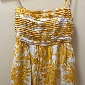 Yellow and White Floral Midi Dress